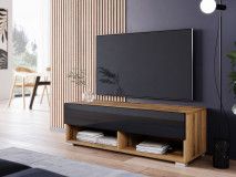 TV-meubel ACAPULCO 1 klapdeur 100 cm eik wotan/hoogglans zwart