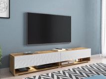 TV-meubel ACAPULCO 2 klapdeuren 180 cm wotan eik/hoogglans wit