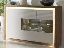 Dressoir LIVOCO 3 deuren ribbec eik/wit 