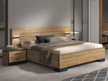 Bed en nachtkastjes 180x200 cm franse eik met led 