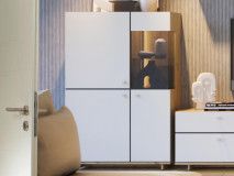 Kast MODO 3 deuren artisan eik/alpine wit met led 