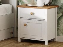 Nachtkastje SHELLY 1 deur 1 lade wit/ eik nash 