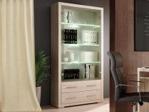 Vitrinekast VEIGAR 2 deuren 2 lades lichte santana met led 