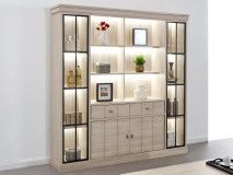 Vitrinekast ORANO 4 deuren 2 lades 197 cm links olm bruin 