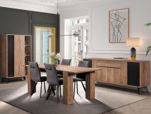 Complete eetkamer XENA 180>230 cm scarlet eik met stoelen 