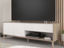 Tv-meubel MORPHEE 2 deuren 1 lade 150 cm japanse eik/wit