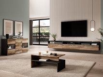 Complete woonkamer BABEL II 5 deuren 3 lades walnoot/grijze eik