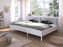 Familiebed DOMUS 270x200 cm alpine wit met stoffen hoofdeinde
