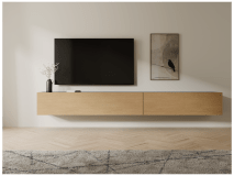 Tv-meubel KINGSTON 2 klapdeuren 245 cm zwarte eik/eik