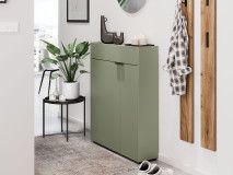 Wandkast AMEYA 2 deuren 1 lade 83 cm groen/navarra eik (verticaal)