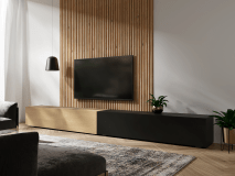 Tv-meubel KINGSTON DUO 2 klapdeuren 280 cm eik/mat zwart