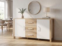 Dressoir OLIANNE 2 deuren 3 lades natuurlijke eik/wit