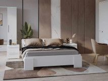 Tweepersoonsbed INDIRA 180x200 cm wit/glanzend wit
