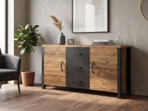 Dressoir OLIANNE 2 deuren 3 lades appenzeller sparren/zwart