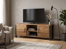 Tv-meubel OLIANNE 2 deuren appenzeller sparren/zwart