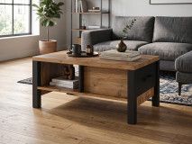 Salontafel OLIANNE 90 cm appenzeller sparren/zwart