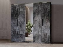 Kledingkast INDIRA 5 deuren 2 lades kleurrijke leisteen met led