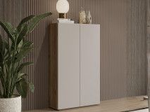 Hoge commode KRISY 2 deuren kasjmier/eik mauvella
