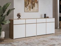Dressoir CROSSAIR 4 deuren 4 lades wit/wotan eik