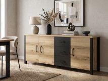 Dressoir OLIANNE 3 deuren 3 lades natuurlijke eik