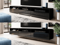 Tv-meubel BABEL II 3 deuren 3 vakken hoogglans zwart/zwart