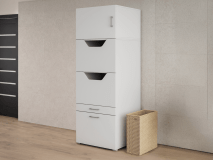 Kast voor wasgoed WASHING 2 deuren 2 lades met opzetkast wit