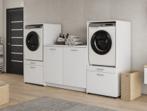 Kast WASHING 2 machines naast elkaar met kast met werkblad MEDIUM wit
