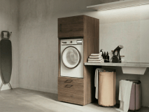Kast WASHING 1 machine walnoot met 1 opzetkast