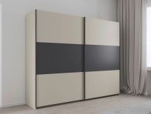 Kledingkast SAJORIS 2 schuifdeuren 261 cm kasjmier/metaalgrijs