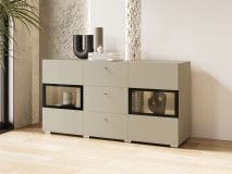 Commode BABEL 2 deuren en 3 lades kasjmier met verlichting