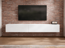 Tv-meubel KINGSTON 2 klapdeuren 245 cm wit/hoogglans wit