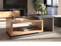 Salontafel BOTSWANA rechthoekig 120 cm antraciet/ribbec eikenhout