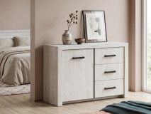 Commode ELVITALIC 1 deur en 3 lades gebleekte eik 