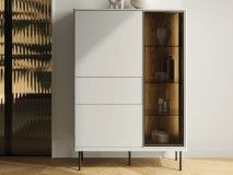 Vitrinekast EMPIRO 3 deuren 1 lade kasjmier met led