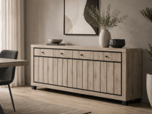Dressoir ARCHIMEDE 4 deuren 4 lades eik naturel/zwart