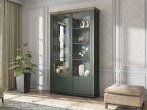 Vitrinekast EVOCO 2 deuren ribbec eik/groen