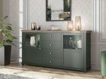 Dressoir EVOCO 2 deuren en 4 lades ribbec eik/groen