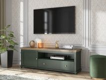 TV-meubel EVOCO 1 deur en 1 lade ribbec eik/groen