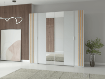 Kledingkast FLORACE 2 schuifdeuren 2 deuren wit/artisan eik