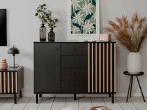 Dressoir MANZANA 2 deuren 4 lades artisan eik/antraciet