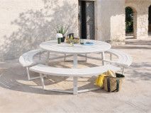 Ronde picknicktafel PERUGIA 8 personen aluminium wit