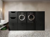 Kast WASHING 2 machines met kast 1 deur 2 lades en kast voor wasgoed MEDIUM zwart