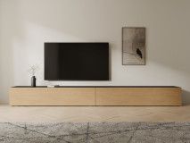 Tv-meubel KINGSTON 2 klapdeuren 210 cm zwarte eik/eik