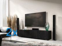 Tv-meubel KINGSTON 2 klapdeuren 280 cm zwarte eik