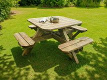 Vierkante picknicktafel TRAPANI 8 personen noorse den/spar