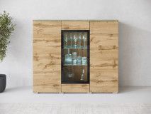 Hoge commode VITTORIO 3 deuren wotan eik