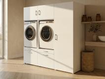 Kast WASHING 2 machines naast elkaar met kast 1 deur LARGE wit