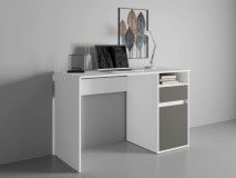 Bureau BIDOU 1 deur 1 lade wit/grafiet