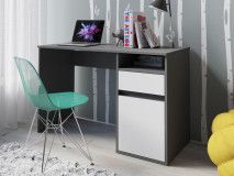 Bureau BIDOU 1 deur 1 lade grafiet/wit