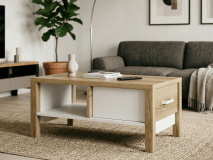 Salontafel OLIANNE 90 cm natuurlijke eik/wit